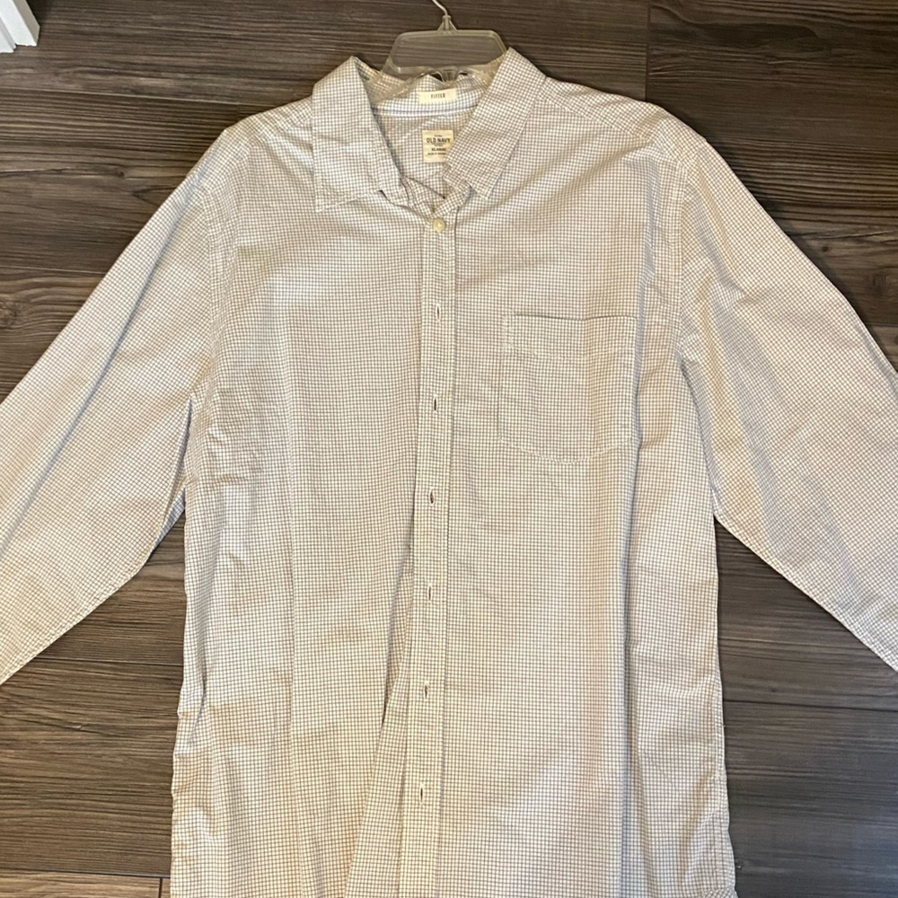 Men’s Old Navy Dress Shirt, size XL, NWT, white checker pattern